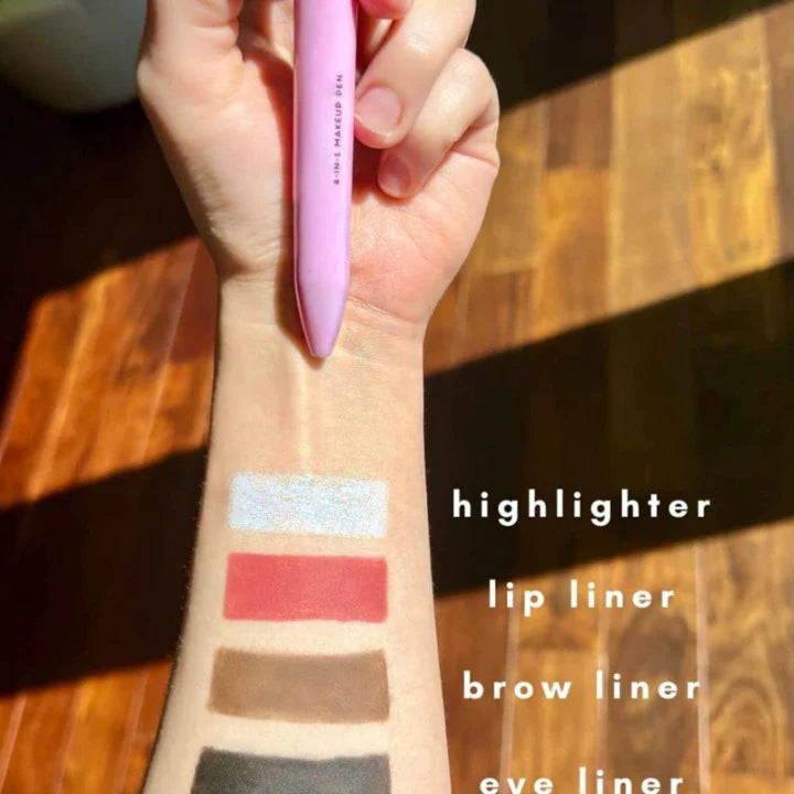 4 in 1 Makeup Pen, Lipstick, Eyeliner, Highlighter, Eyebrow Pencil, Waterproof Multifunctional Makeup Pen, 4 in 1 Makeup Pen for Lip and Eye Makeup
