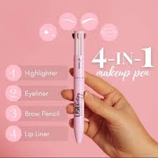 4 in 1 Makeup Pen, Lipstick, Eyeliner, Highlighter, Eyebrow Pencil, Waterproof Multifunctional Makeup Pen, 4 in 1 Makeup Pen for Lip and Eye Makeup