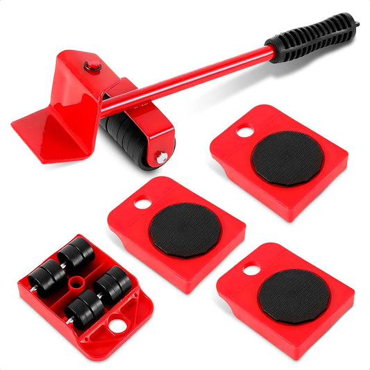(5 in 1) Heavy Furniture Move Tool Transport Lifter Shifter Moving Kit Slider Remover Rolling Wheel Corner Mover Set For Moving House Cabinet Sofa Bed Desk